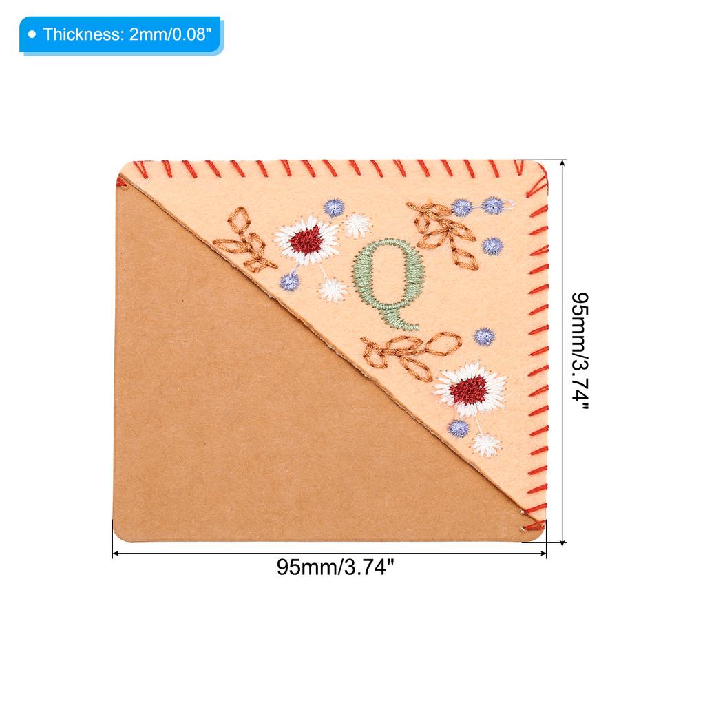 Personalized Hand Embroidered Corner Bookmark Cute Flower Felt Stitched Triangle Book Mark Page Marker for Women Men Book Lovers