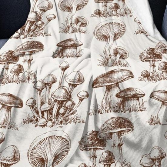 Mushroom Blanket Machine Washable Soft Flannel Blanket Warm Cozy Throw Blanket for Kids Adults Farmhouse Bed Sofa Couch