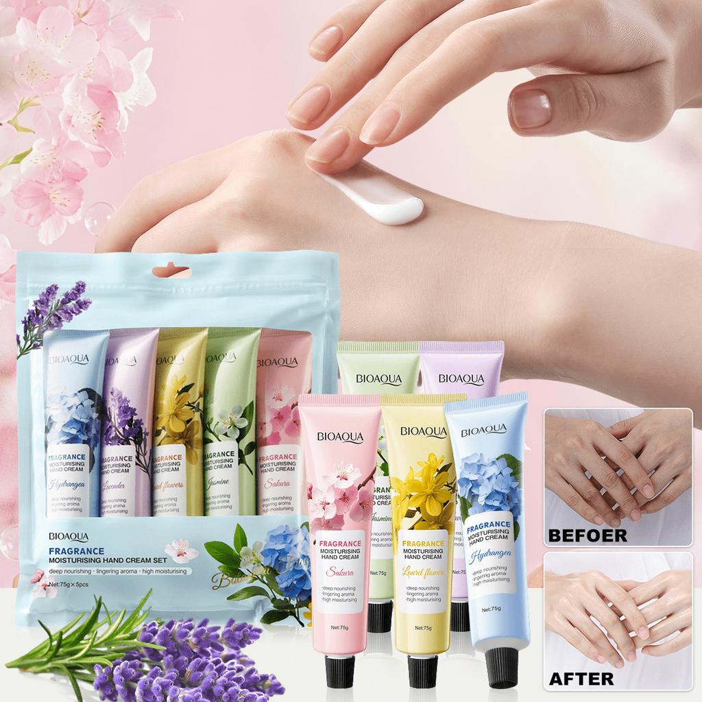 5Pcs Scented Moisturizing Hand Cream Set(5 Kinds Of Floral Scents), Autumn And Winter Nourishing Han
