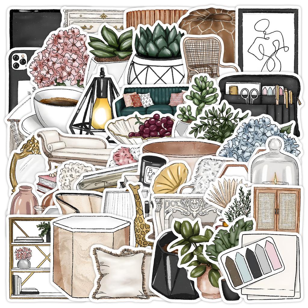 50 Boho Style Home Graffiti Stickers Water Cup Computer Waterproof Decoration Stickers Creative DIY Stickers