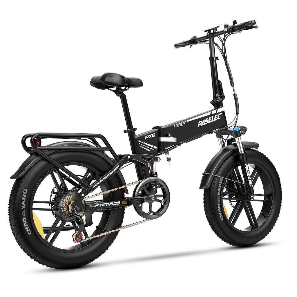 Paselec PX6 Bicicletă electrică pliabilă de 20 inch, 9 viteze, frâne hidraulice și baterie detașabilă 48V12Ah