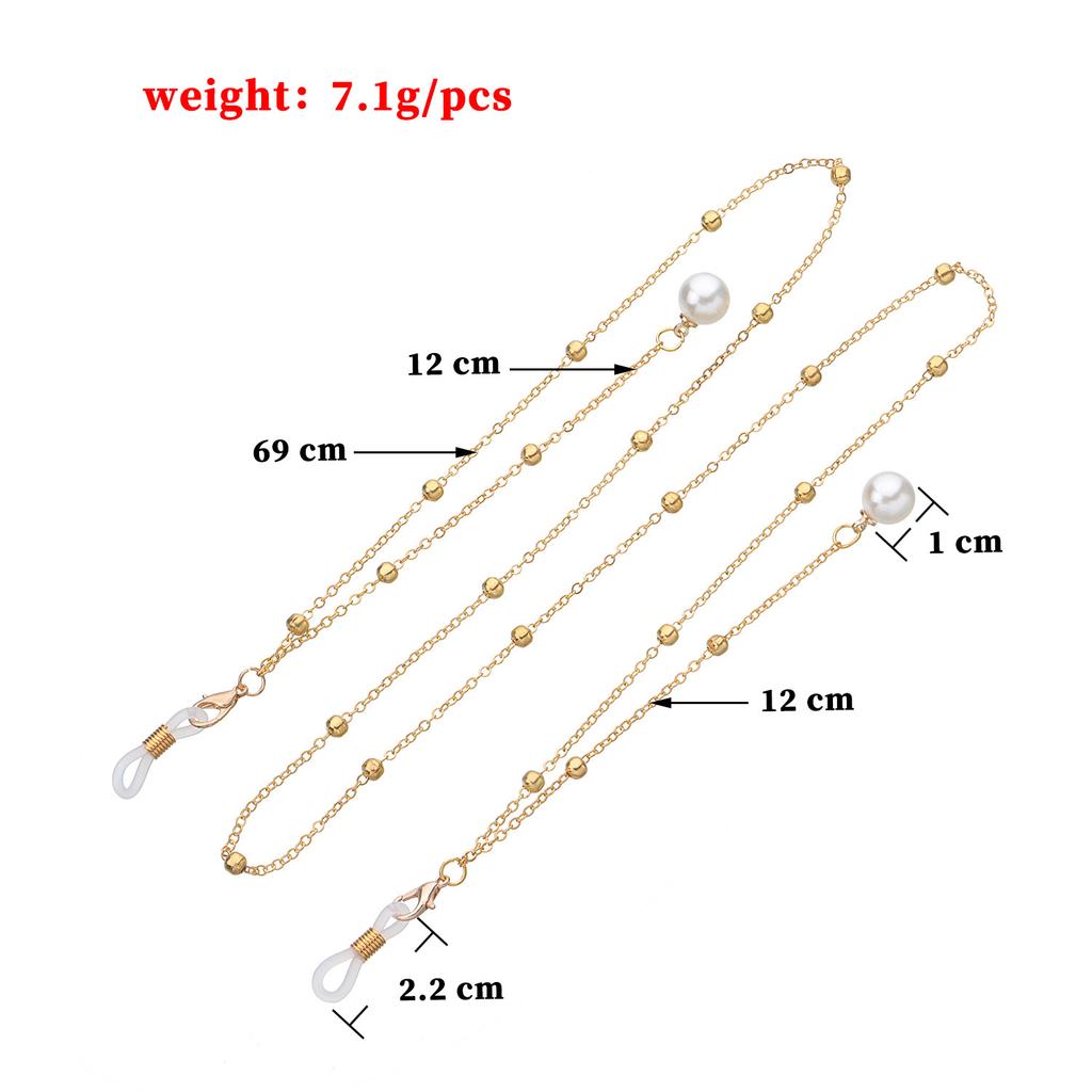 Pearl Tassel Long Glasses Chain, Metal Round Bead Chain, Mask, Mask, Fixed Accessories.
