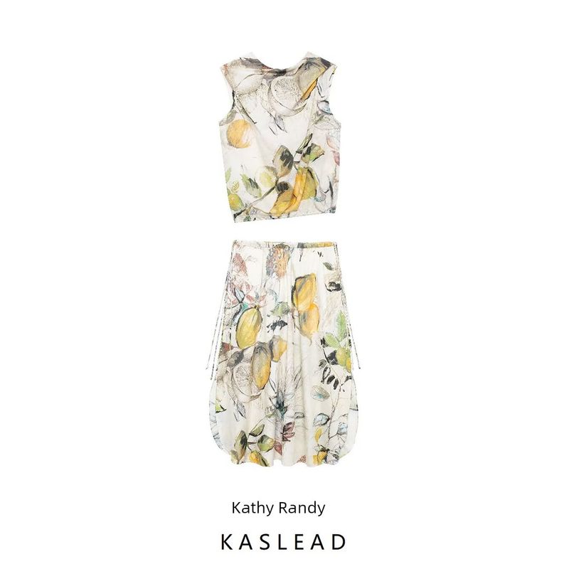 Kaslead New Arrival Women's Clothing Fashion Style Print Tops Casual Half-Length Skirt 8079210 81211