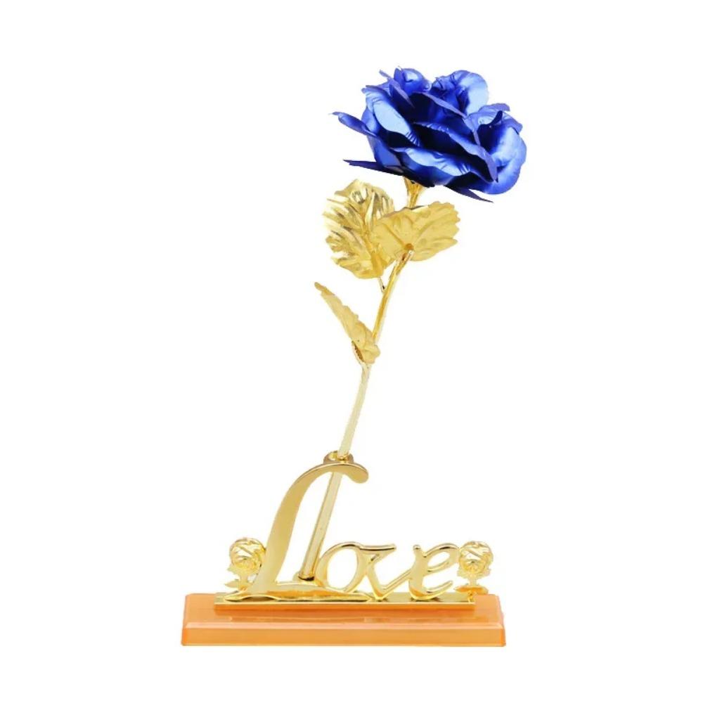 Flores Artificiais Douradas Rosa Banhada a Folha de Ouro 24K Presente de Dia dos Namorados para Esposa Casamento Dia das Mães Amor Eterno Rosas Douradas