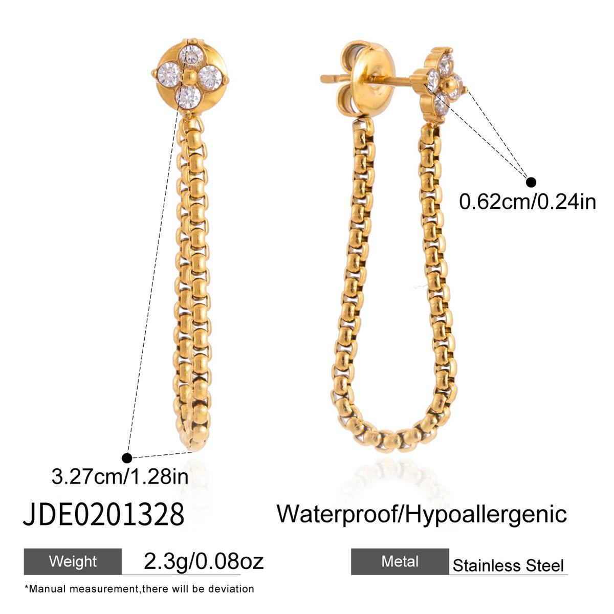 Youthway Delicate Zircon Flower Earrings For Women Minimalist 18K Gold Plated Stainless Steel Tassel Earrings Fashion Jewelry