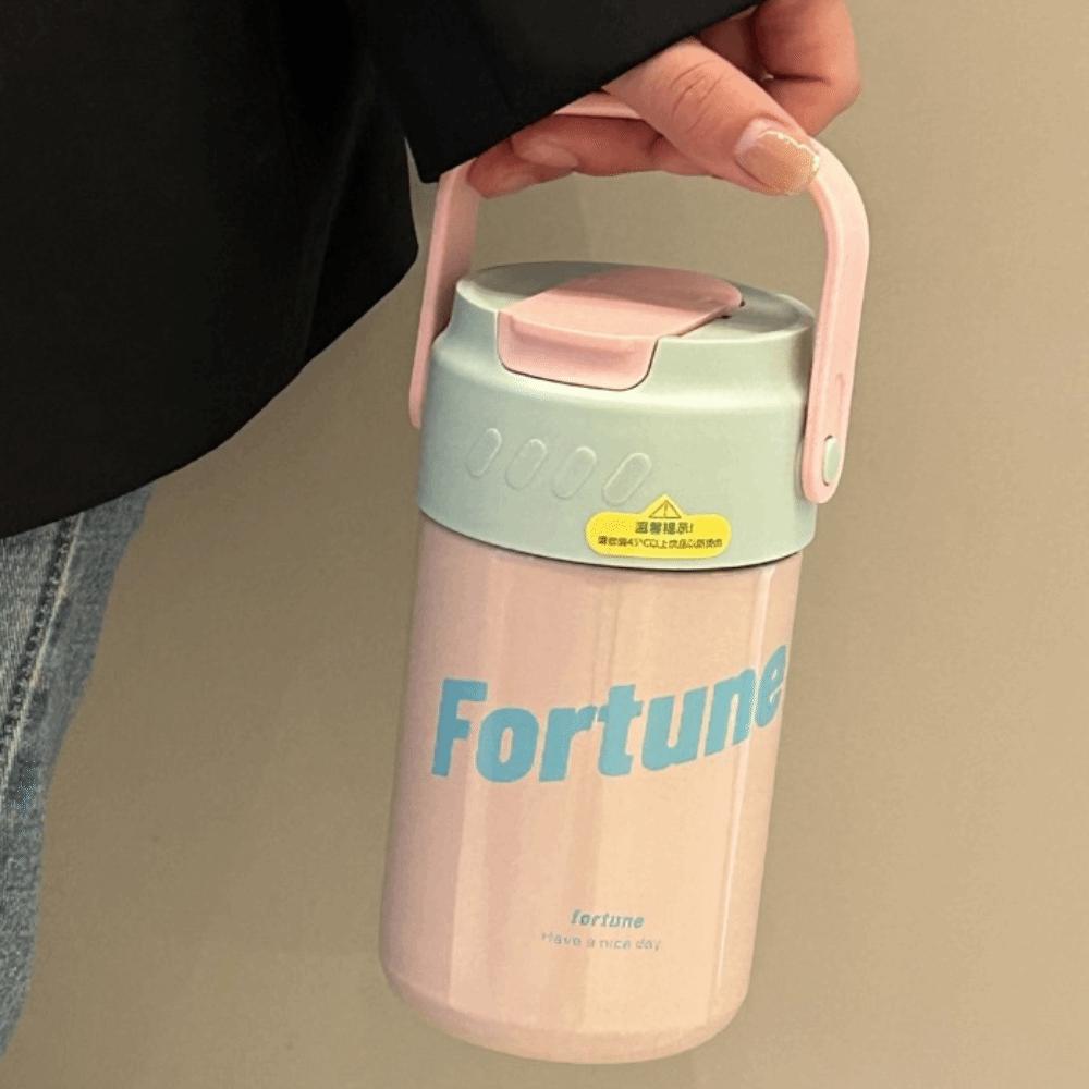 Foldable Straw Vacuum Insulated Bottle Stainless Steel Travel Tea Bottle Thermal Cup  Office Use