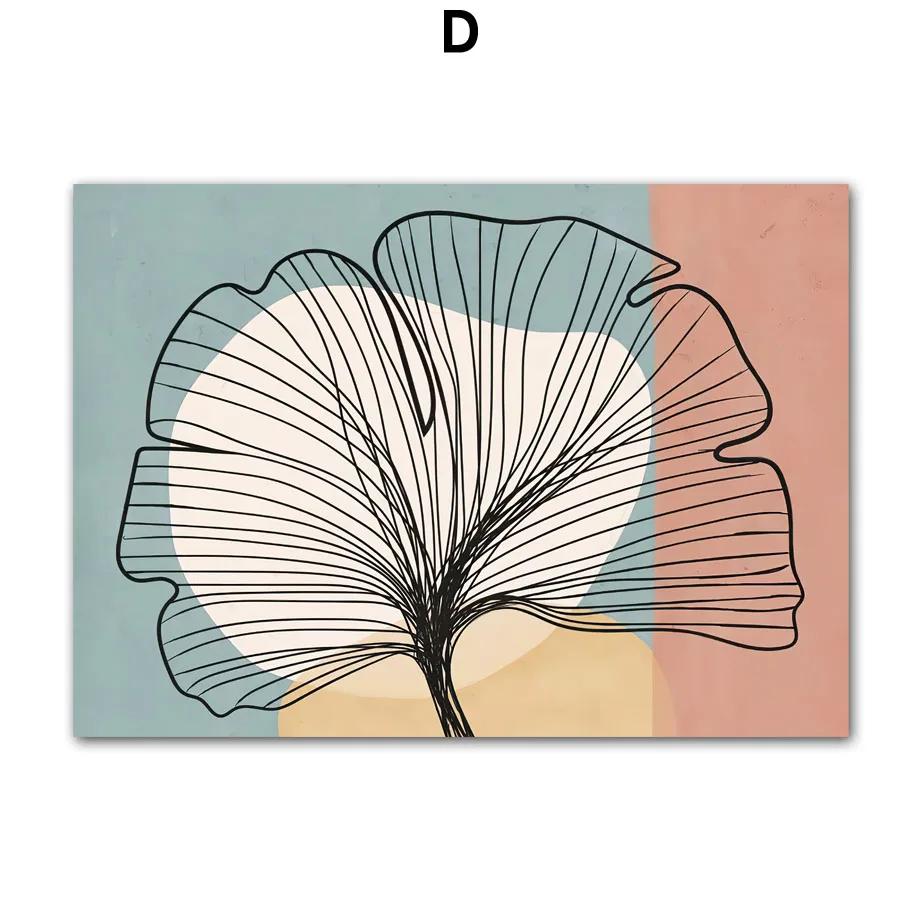 Abstract Line Woman Leaf Vase Boho Posters And Prints Canvas Painting Nordic Aesthetics Wall Art Pictures Living Room Decor