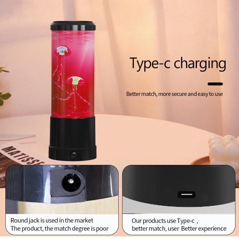 Creative 10" LED Jellyfish Lamp, USB-Powered, Color-Changing Cylindrical Night Light