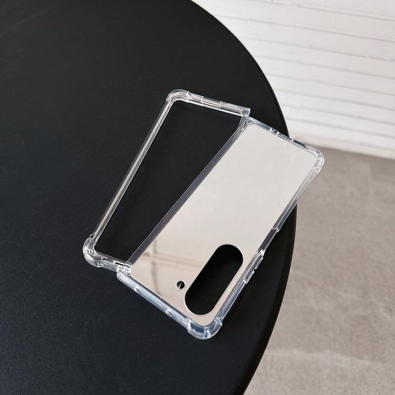 Luxury Clear Mirror 2pcs Phone Case For Samsung Galaxy Z Fold6 Fold5 Fold4 3 Flip6 Flip5 Flip4 3 Acrylic Shockproof Transparent Slim Folding Cover