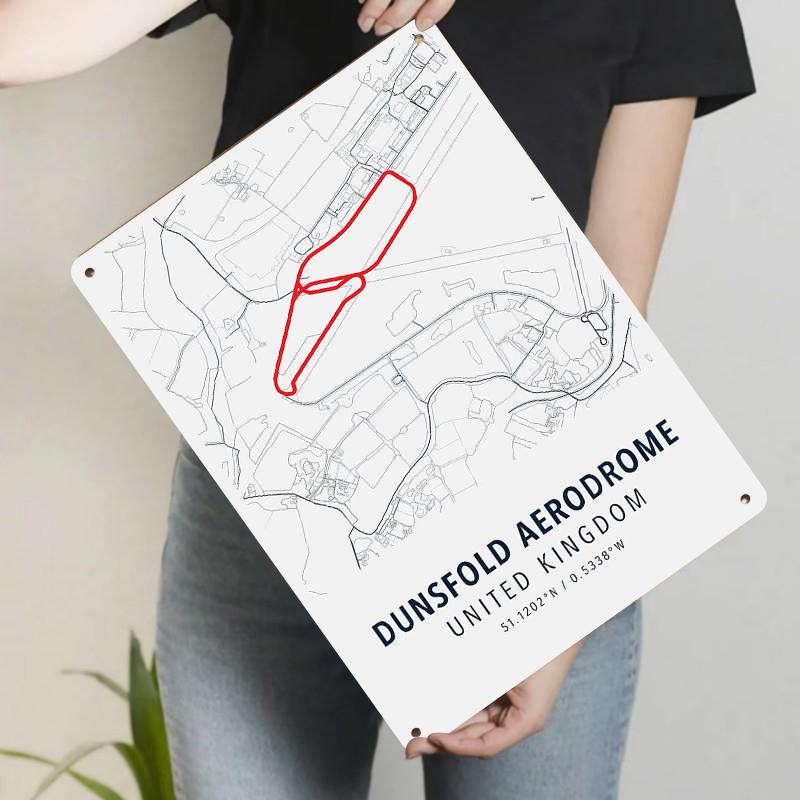

Dunsfold Aerodrome Track Map Metal Wall Art UK Racing Decor Vintage Aviation Poster 20x30cm（7.8x11.8inch）