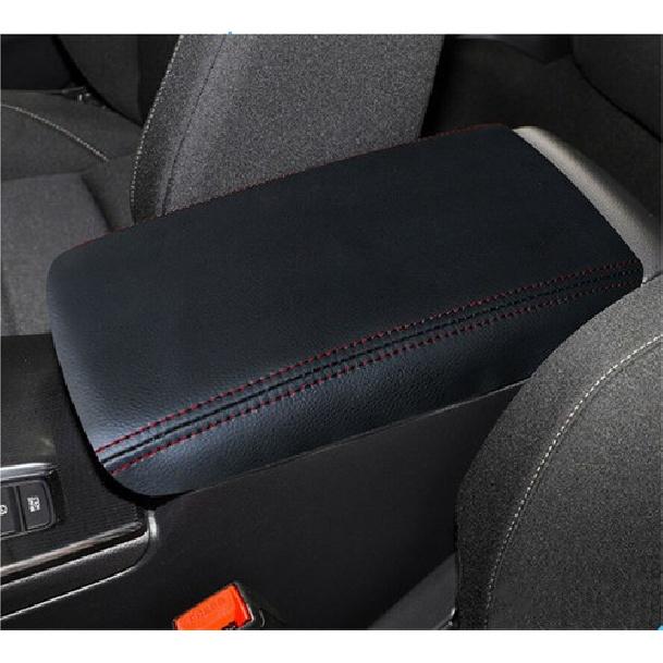 Black Leather with Red Line Car Armrest Storage box Cover For Honda Civic 21 22