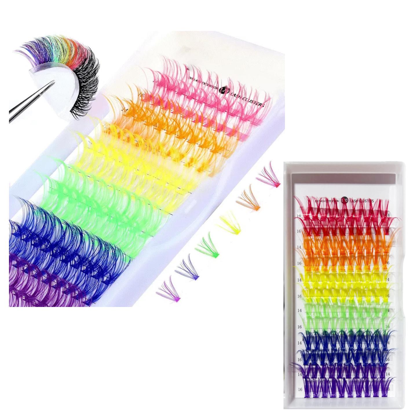 

Набір для нарощування вій BoldFest Lash Fantasy, Різнокольорові пучки вій + Професійні інструменти, Набір різнокольорових сегментованих пучкових вій великої місткості з клеєм та набором пінцетів A05（120Duo）