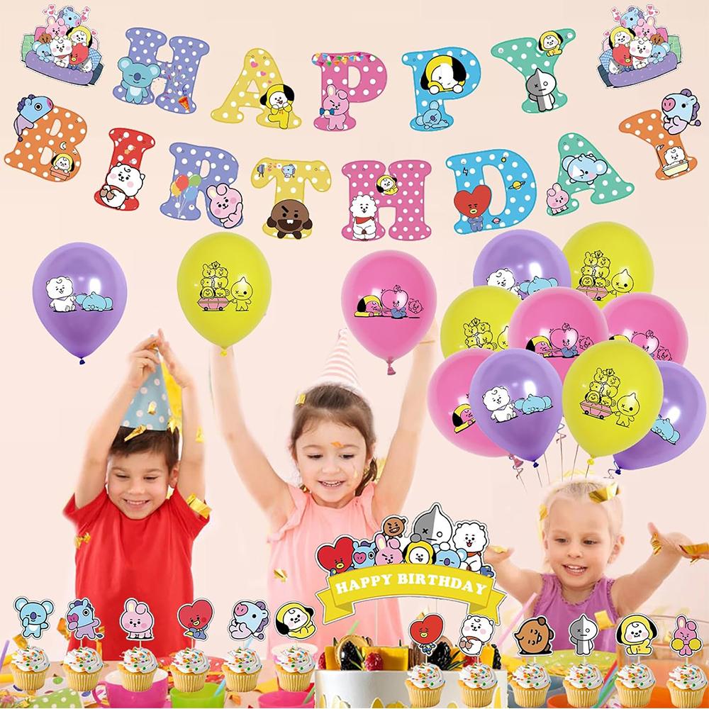 32ks BTS Party Supplies Set Obsahuje Banner Toppery na Dort Balónky pro Fandy