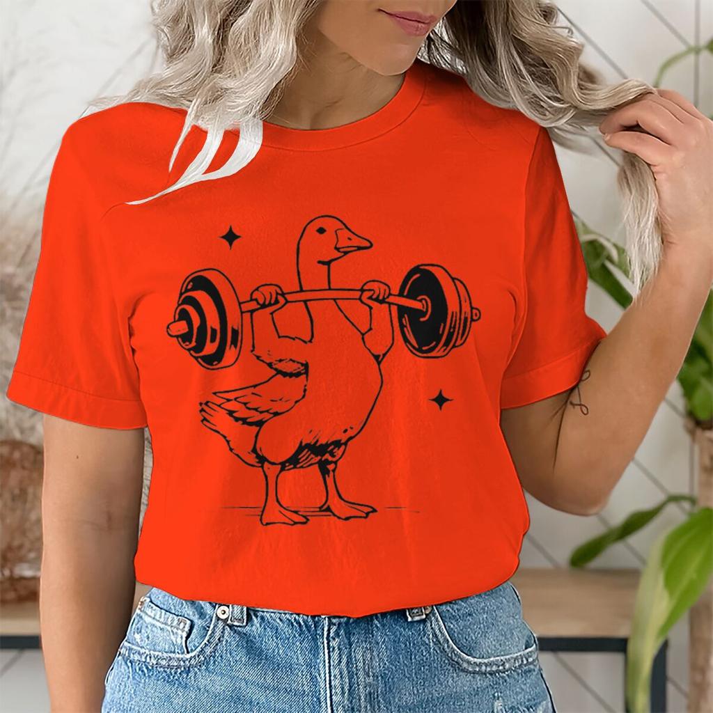Gym Goose Weightlifting T-shirt Women Unisex Fun Fitness Duck Animal Lover Casual Unisex Streetwear Tee Gifts Tops