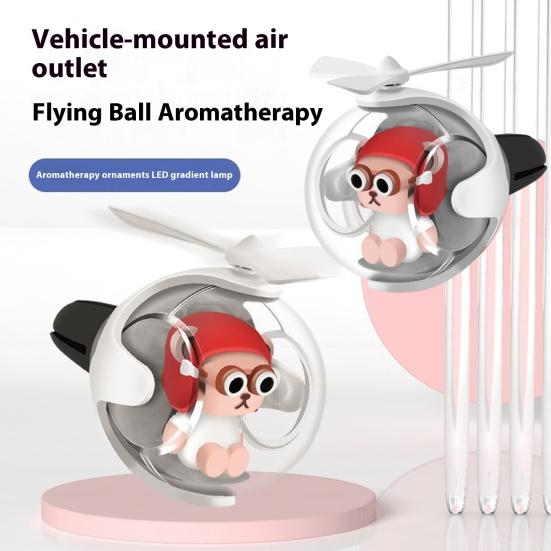 Car Air Vent LED Aroma Diffuser Rotating Flying Ball Car Air Freshener with Colorful Mood Light 3D Sci-Fi Design Aromatherapy Ornament for Car Home