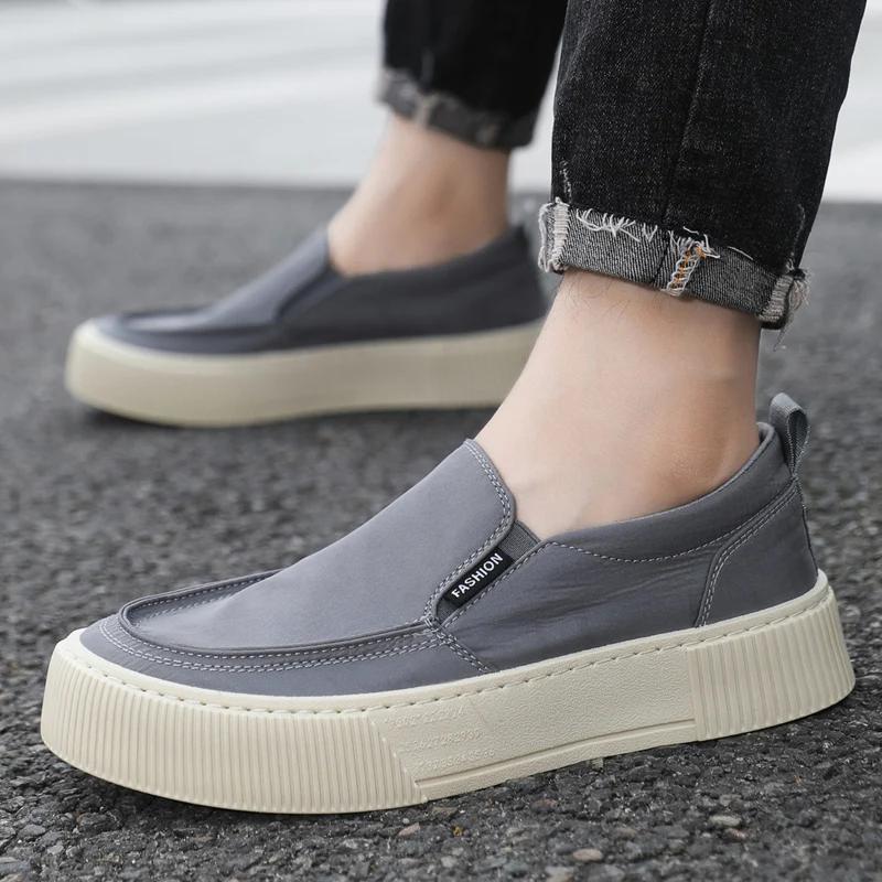 Men Casual Shoes Platform Canvas Shoes Breathable Slip on Flats Man Loafers Comfortable Lightweight Walking Shoes Size 48