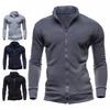 Hoodie Stand Collar Solid Color Warm Business Cardigan Men Coat for Autumn
