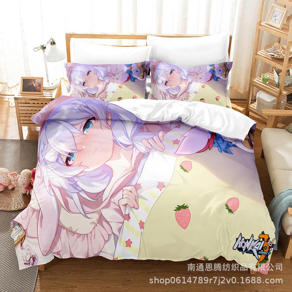 2014 Honkai Impact 3 Bedding Set Single Twin Full Queen King Size Kawaii Girl Bed Set Teenager Bedroom Duvetcover Sets 3D Print