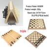 3-in-1 Foldable Wooden Chess, Checkers & Magnetic Game Set