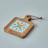 Wood and Ceramic Cutting Board Colorful Tile Trivet Mediterranean Appetizer Board Handmade Kitchen Decor