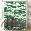 Modern Boho Style Fish Print Shower Curtain Waterproof Fabric For Bathrooms In Green White Camouflage Design