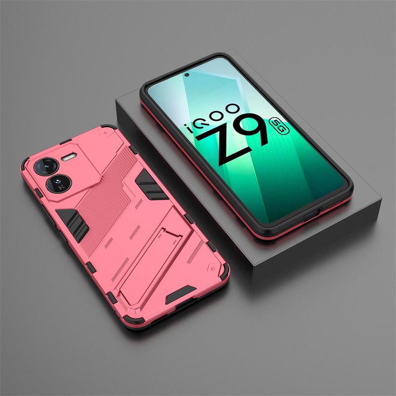 For IQOO Z9 5G Case IQOO Z9 5G Cover Shockproof TPU Armor PC Silicone Stand Holder Protective Phone Back Cover For IQOO Z9 5G