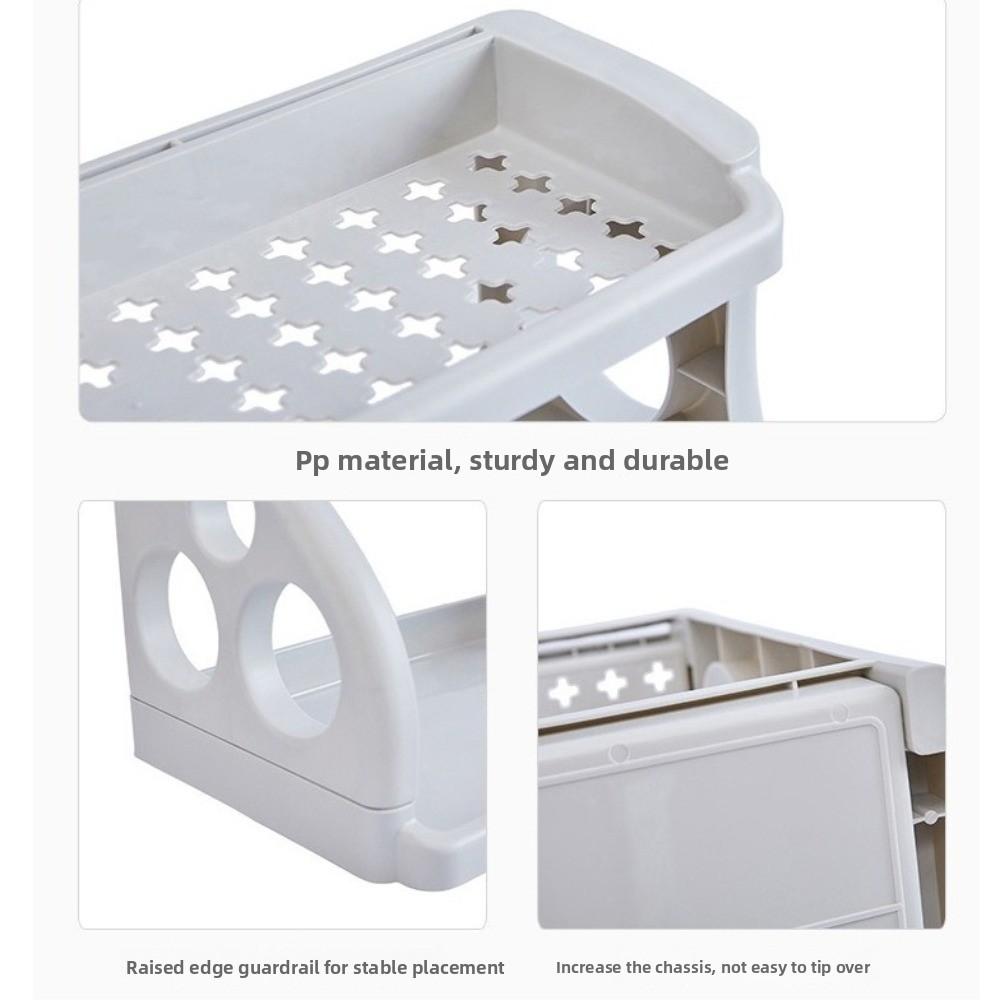 Double Layer Kitchen Storage Rack Space Saving Multi-function Condiment Holder Large Capacity Organizer Shelf Bedroom Storage