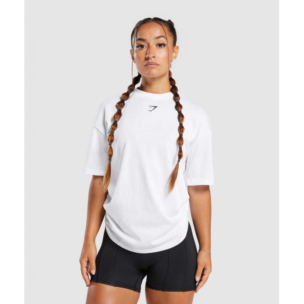 Gymshark Camiseta Gs Power Oversized blanca B4a7o Wb57
