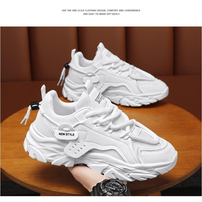 Summer Men Breathable Mesh Thick Sole White Casual Dad Sneakers