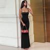 2025 Summer European & American Style Women's Sexy Slim Backless Camisole Solid Color Dress