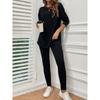 Female Suit, Autumn New Fashionable Casual Temperament Loose Round Neck Pit Stripe Knitted Suit for Women