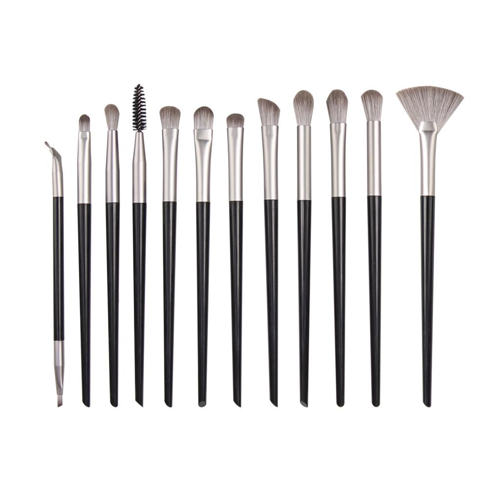 12 plastic handle eye brushes 4 colors optional, makeup brush set brush multi-function full set of eye makeup tools