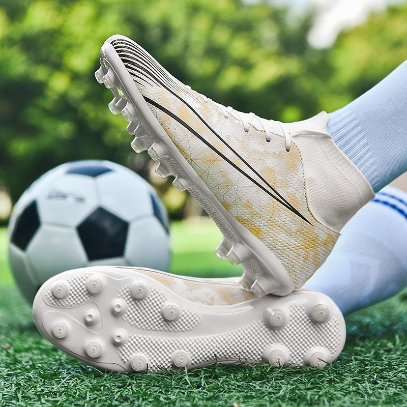 Spike football shoes children's leather feet sneakers men's boots high top large size 4 sneakers