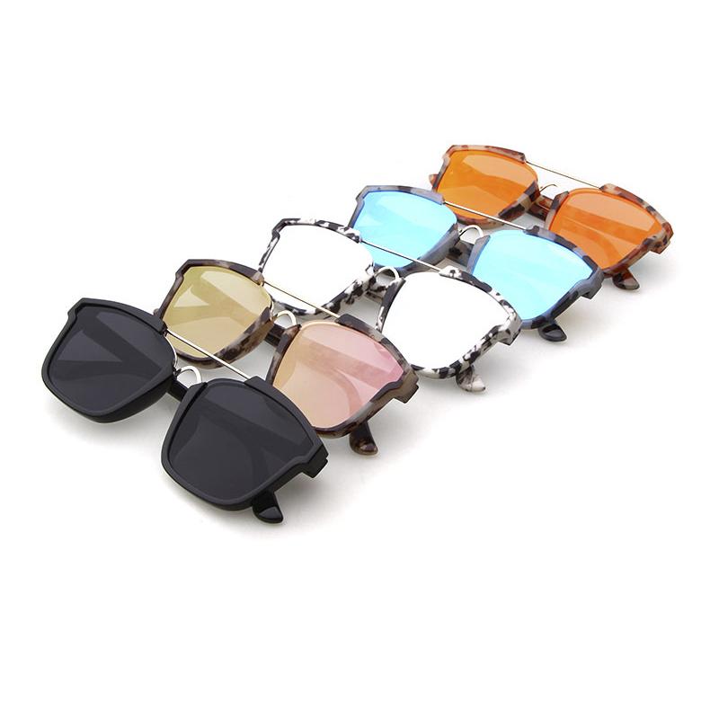 Fashion Pilot Flat Top Sunglasses Men Vintage Square Film Mirror Blue Lens UV400 Protection Stylish Eyewear