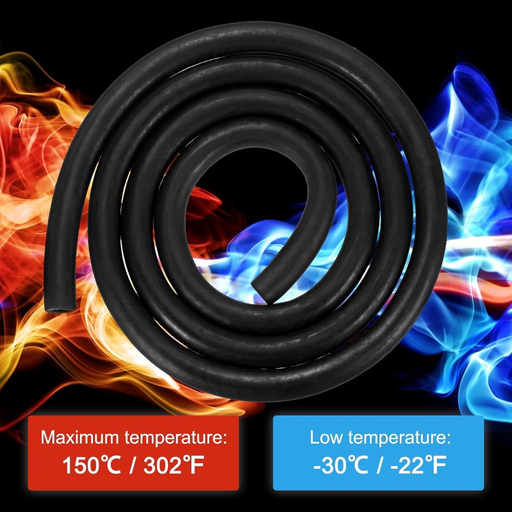 Fuel Line Hose, 6.5mm ID 13mm OD 4.9ft Length, NBR Rubber High Pressure Heat Resistant Gas Line Hose Oil Hose W 4pcs Clamps for Automotive Fuel