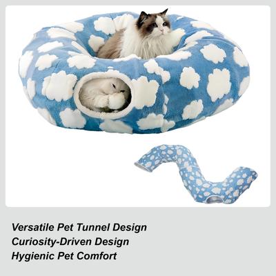 Katzenbett mit Tunnel mit Ball Abnehmbares Kissen Niedliches Katzenbett Tunnel Spielzeug für Kätzchen Welpen Kleinen Hund Kaninchen Haustierbeschäftigung Indoor