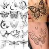 1 Sheet Butterfly Dragonfly Temporary Tattoos For Women Hands Clavicle, Temp Fake Tattoo Stickers Long Lasting Realistic Tatoos