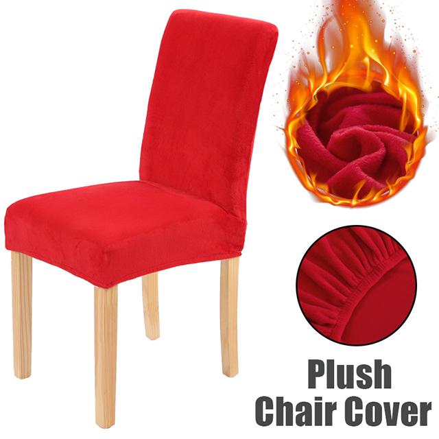 

Плюшевые чехлы для обеденных стульев, эластичные чехлы для свадебных офисных стульев, чехлы для стульев, защитных чехлов для мебели, кухонных вечеринок, банкетов, праздников 1PCS красный