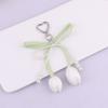 Handmade Tulip Pendant Cartoon Heart Bag Charm Trendy Pearl Tulip Keychain  Car Accessory