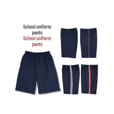 Sommer Schuluniform Shorts: Marineblaue Baumwollhose mit einem Streifen für Mittelschüler und zwei Streifen für Grundschüler