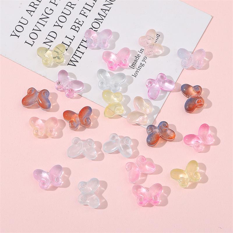 20 pezzi 10x14mm Perline a Forma di Farfalla in Vetro Imitazione per Spille e Nappe Fai da Te