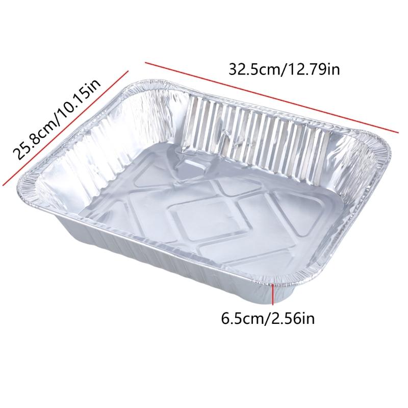 Pack of 10 Aluminum Foils Tray Disposables Takeaway Container Convenient Food Storage Box Practical Bakings Pans