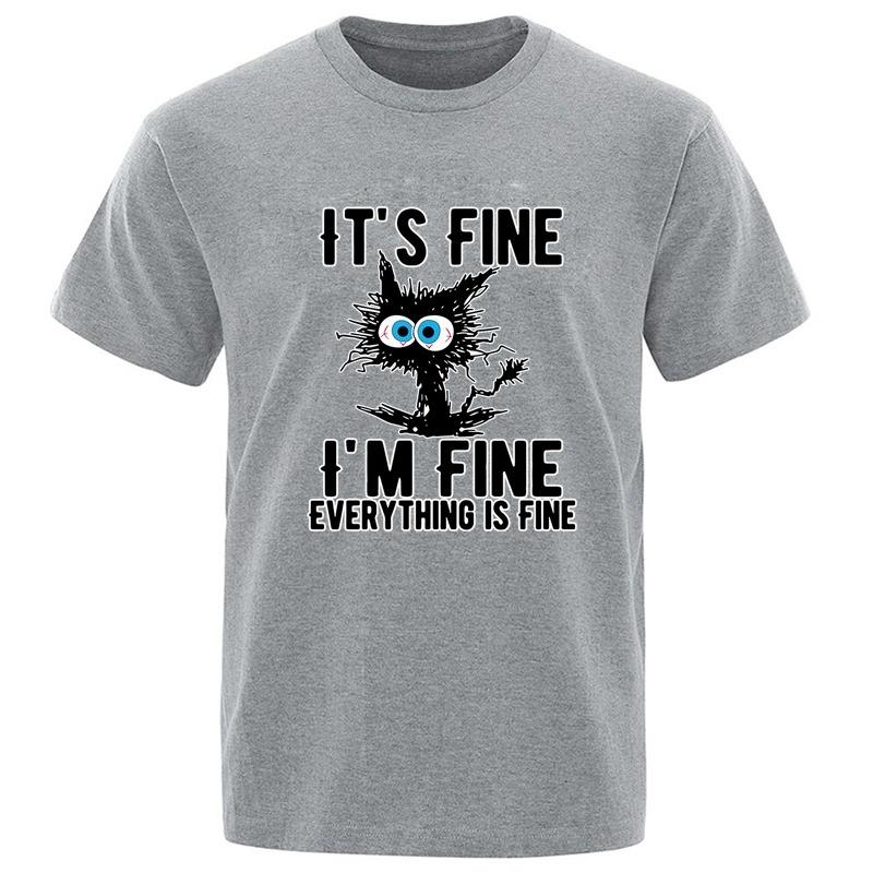 Mens High Quality Tshirt 100 Cotton Funny Cool Cat Printed Tshirt Casual Mens Short Sleeve Tshirt for Men TShirt Male Top