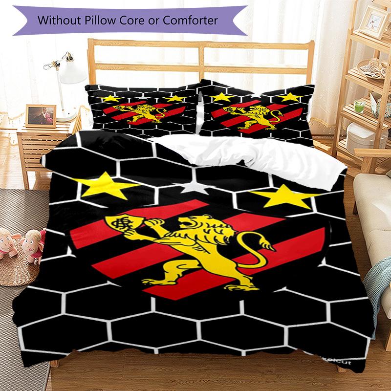 Sport Club Football Crest Printed Pattern Duvet Cover Set – includes 1 duvet cover and 2 matching pillowcases Bedroom decor Christmas gifts