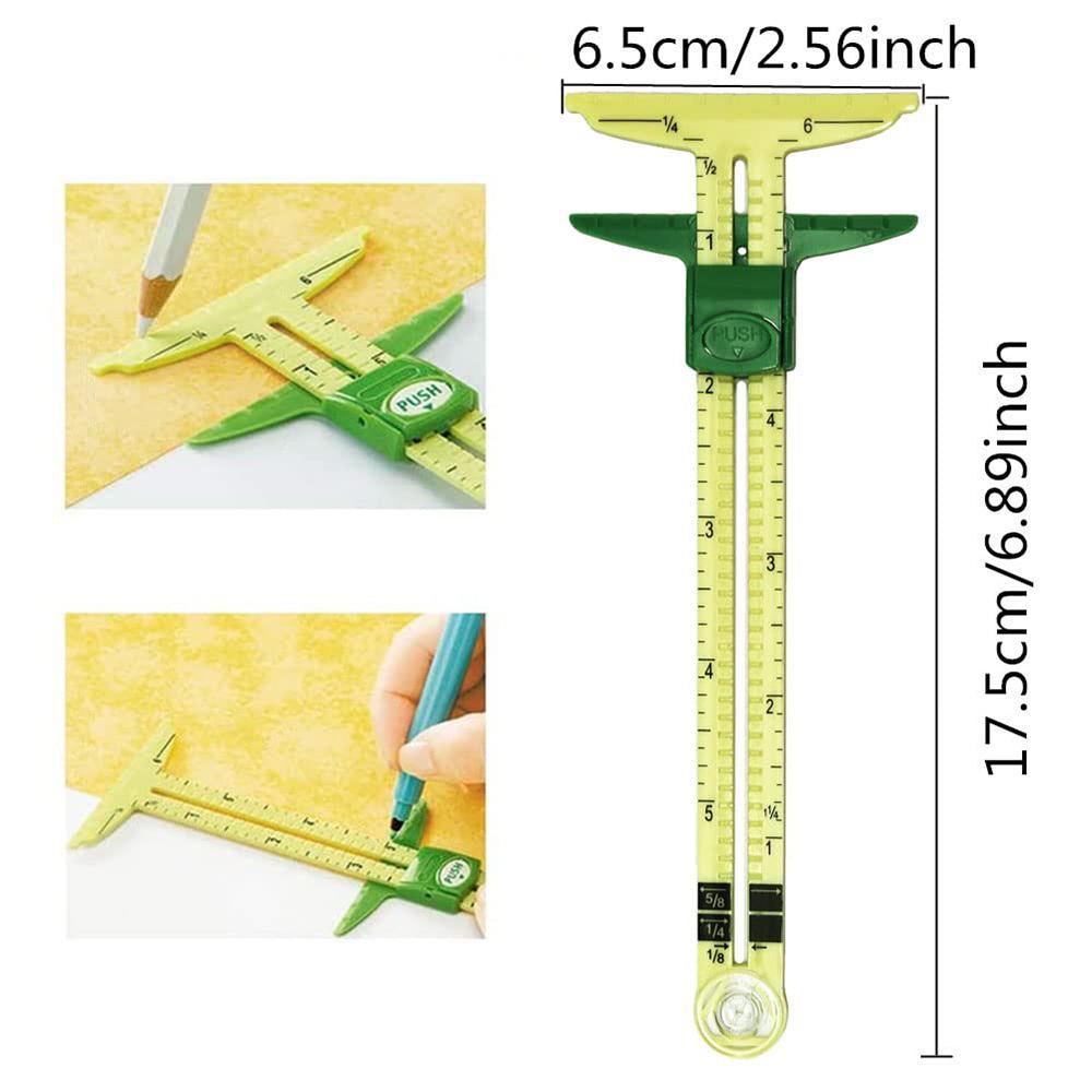 1PC 5-in-1T-shaped Sliding Gauge Measuring Tools Multifunctional Plastic Drawing Ruler Fabric Quilting Ruler for Sewing Beginner