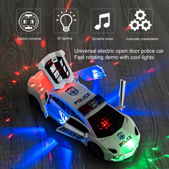 Cognitive Ability Vivid Appearance Universal Automatic Obstacle Avoidance Police Car Toy with Lights Electric Dancing