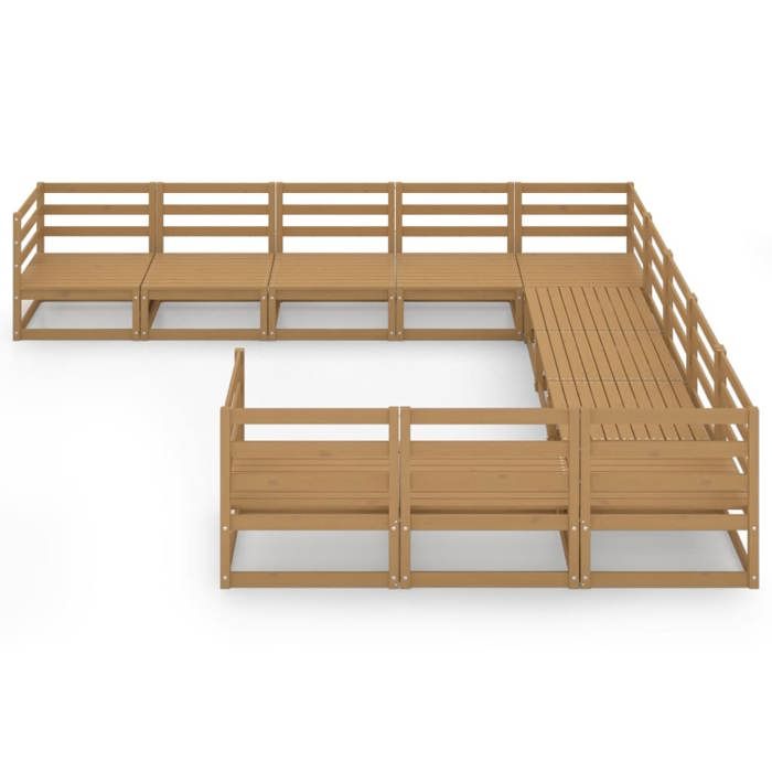 VidaXL Salon de Jardin 11 pcs Mobilier de Patio Mobilier de Jardin Ensemble de Meubles d'Extérieur Meubles de Terrasse Bois 3076017