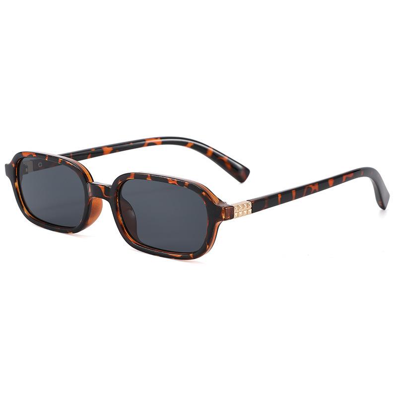 Narrow Frame Sunglasses Men'S Brown Color Simple And Versatile Square Frame Cool Sunglasses Women'S Advanced Sense