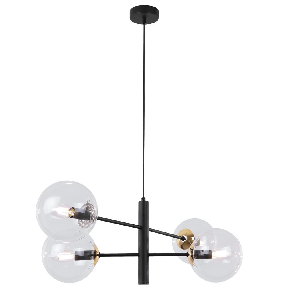 Vicenza Black And Gold Hanging Lamp 4-Flat Clear Lamp E14
