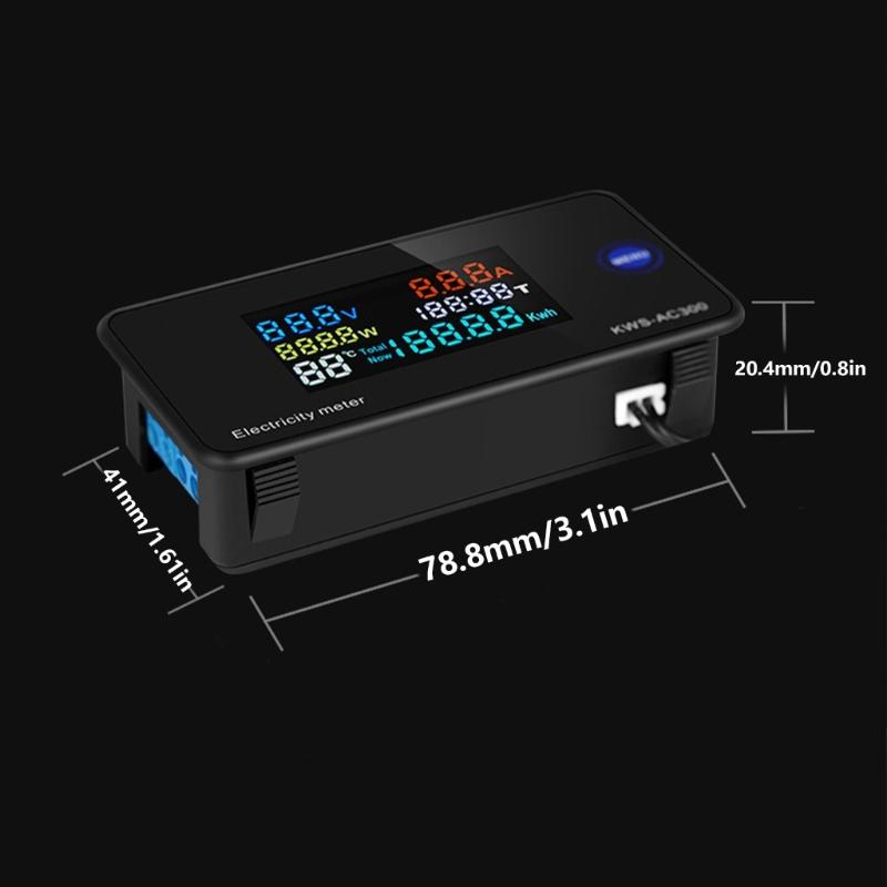 AC300 Electrical Instrument with Bright LED Screen 20A Voltages & Current Meter ABS for Measuring Voltages & Current